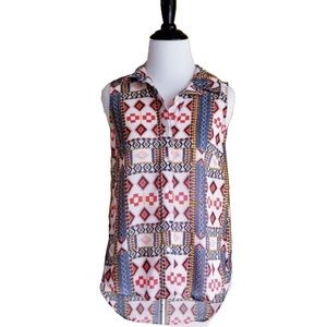 H&M Tribal Print Boho Button Down Tank Top